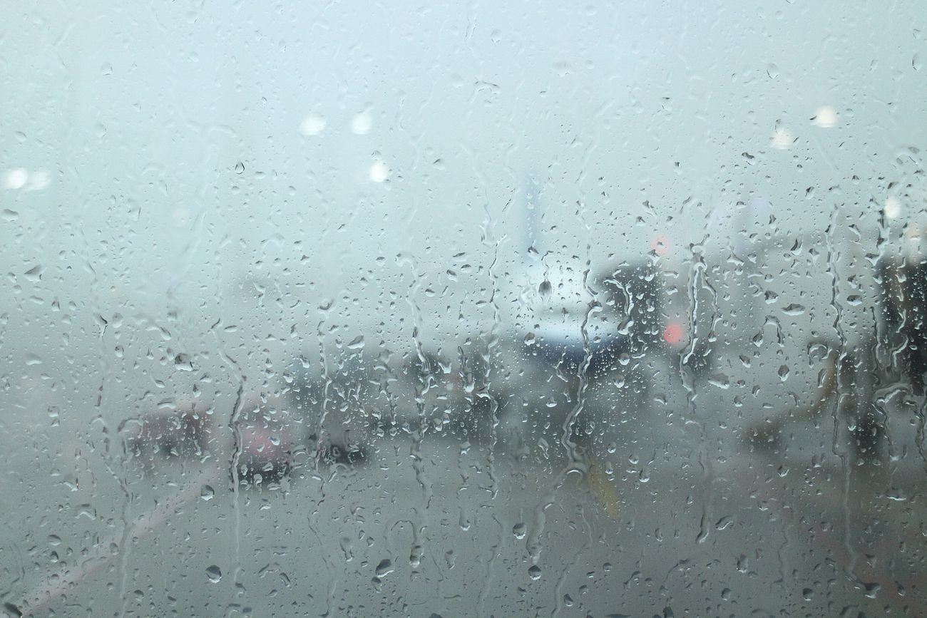 Rainy day at an airport